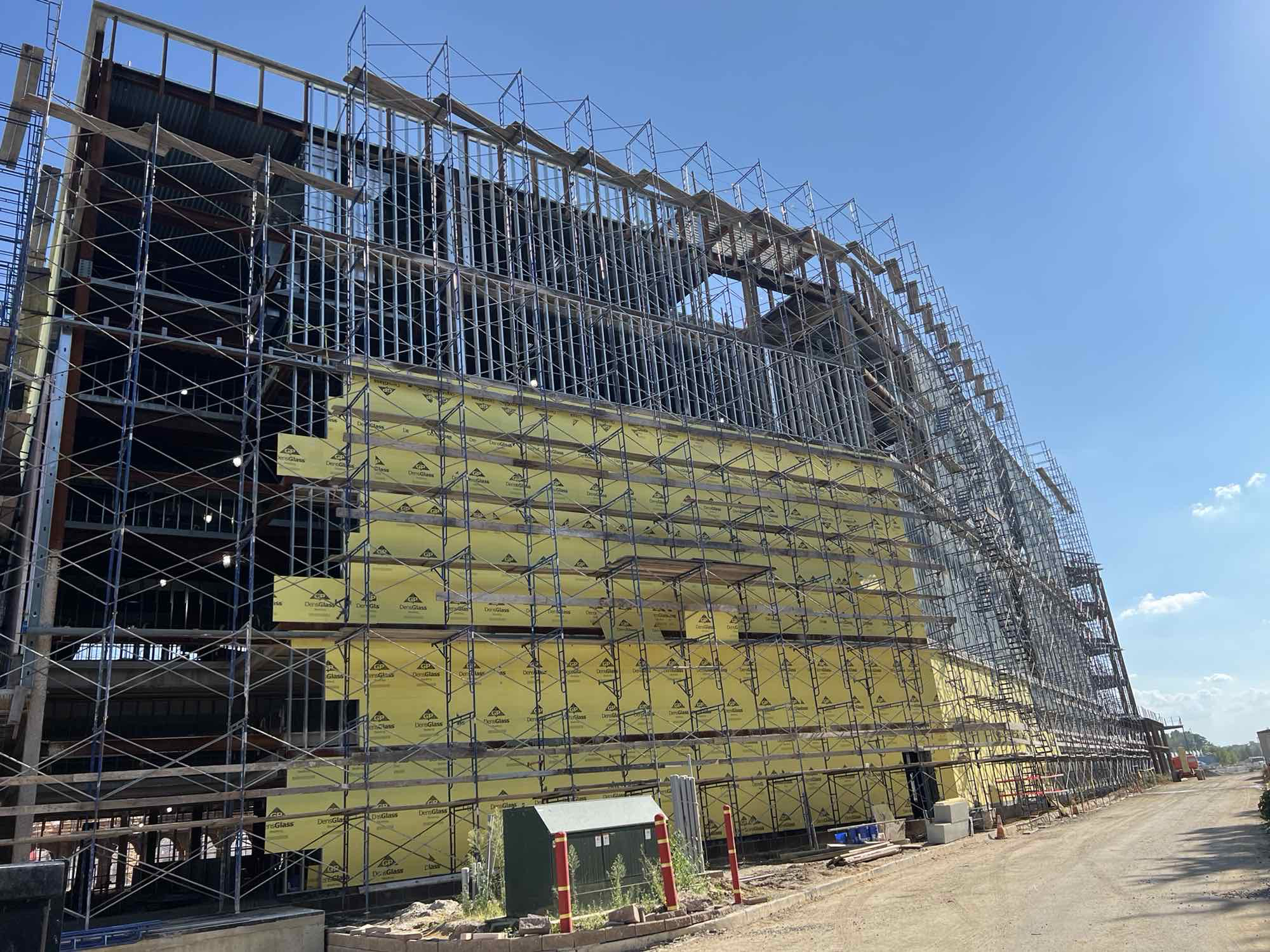 Exhibition center interior framing