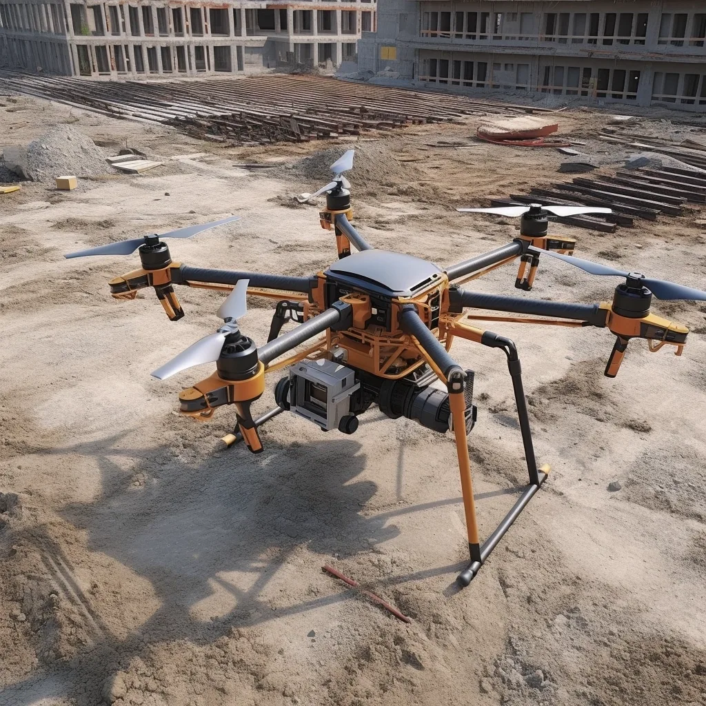 Aerial view of a construction site managed by Moksha Construction